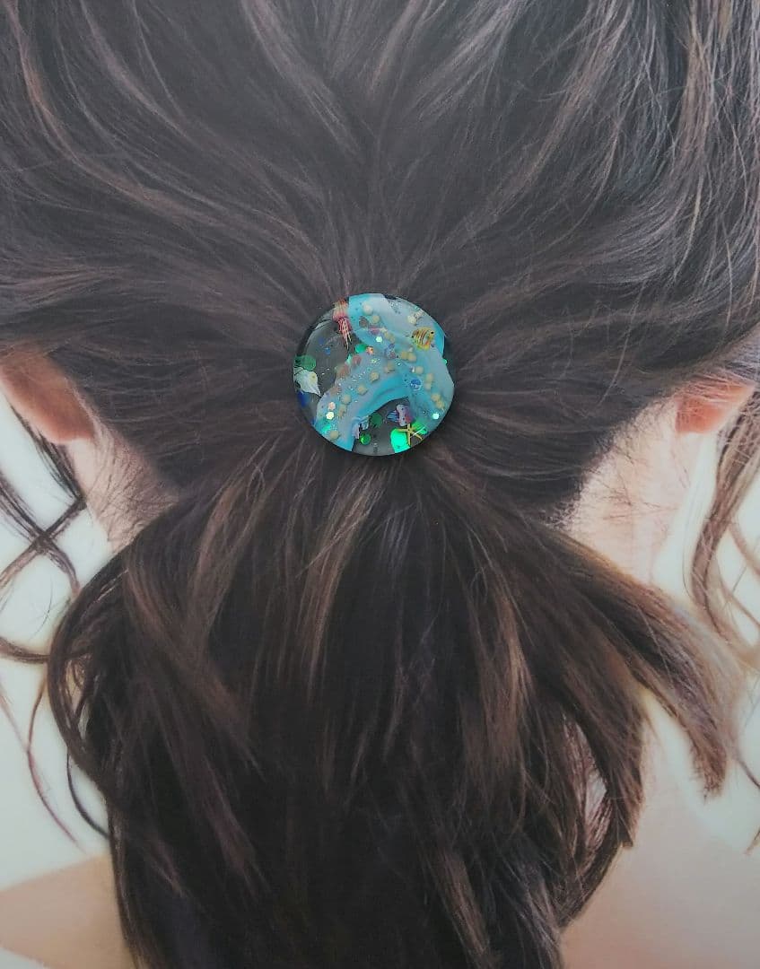 海アート ラウンドレジンヘアゴム